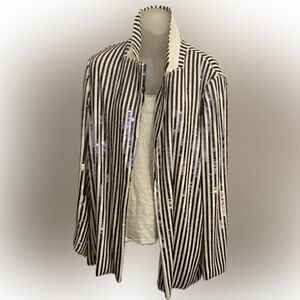 J. Crew Navy and White Striped Sequin Jacket | SZ XXL | Brand New w/Tags